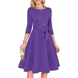 Women's Dark Purple3/4 Sleeve Vintage Flattering A-line Vintage Cocktail Dresses